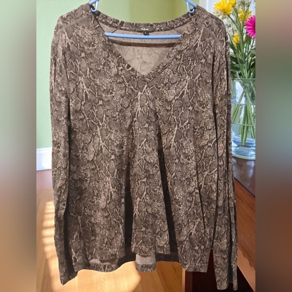 Rails Sami Charcoal Snakeskin Long Sleeve Vneck Tshirt Grey Large Goblin Grungd - Picture 1 of 9